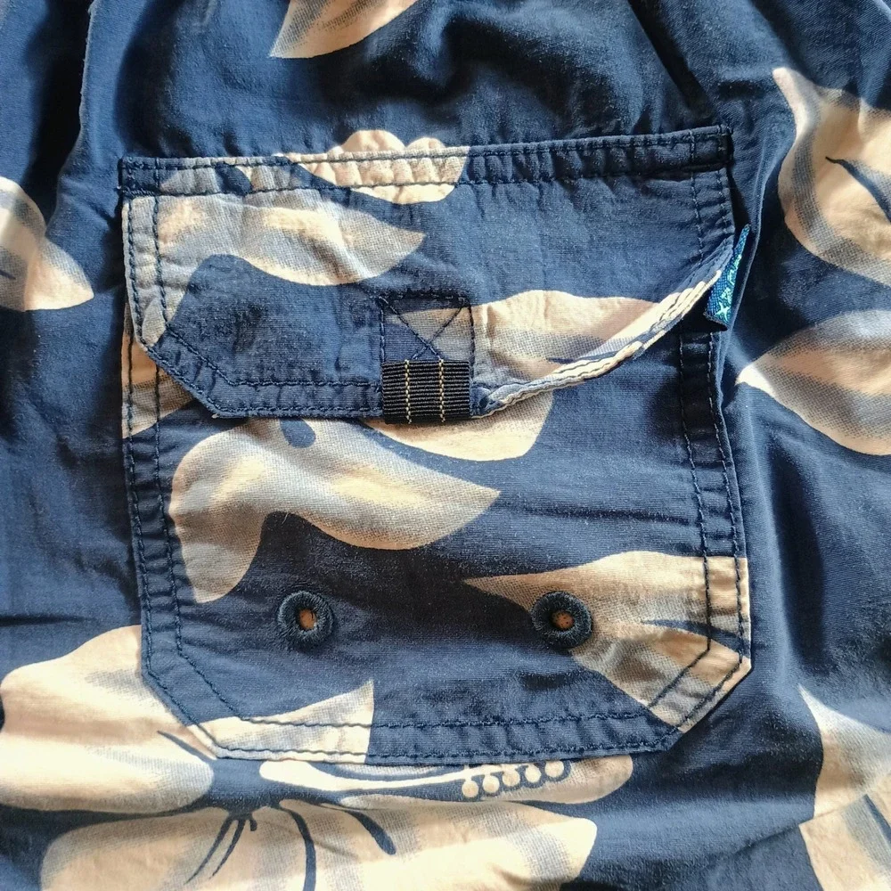 Tommy Bahama Mens Relax Swim‎ Trunks Blue Hibiscus Floral Medium 6in Inseam